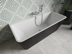 Mexen Volta freestanding wall-adjacent bath 170 x 75 cm, white/black, chrome overflow - 51131707575-01