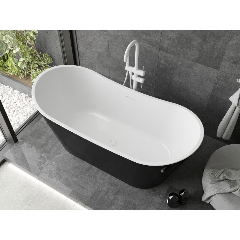 Mexen Montana 180 x 80 cm Freestanding Bath, White/Black, White Overflow - 52011808075-20