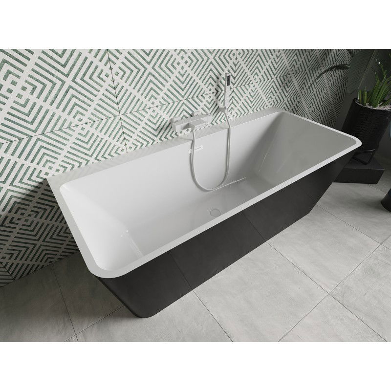 Mexen Volta freestanding wall-adjacent bathtub 170 x 75 cm, white/black, white overflow - 51131707575-20