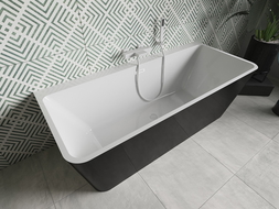 Mexen Volta freestanding wall-adjacent bathtub 170 x 75 cm, white/black, white overflow - 51131707575-20