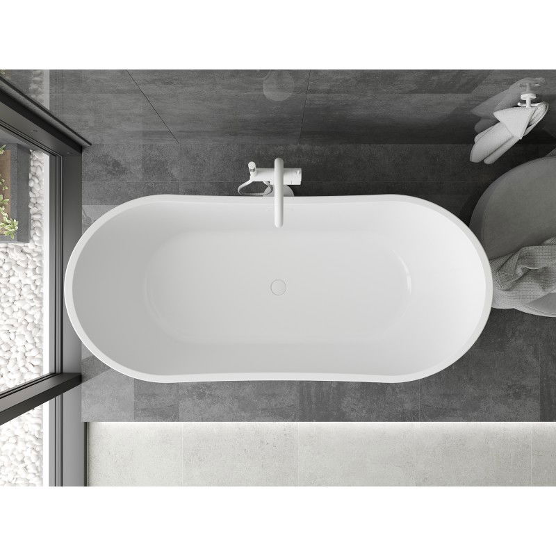 Mexen Montana 180 x 80 cm Freestanding Bath, White/Black, White Overflow - 52011808075-20