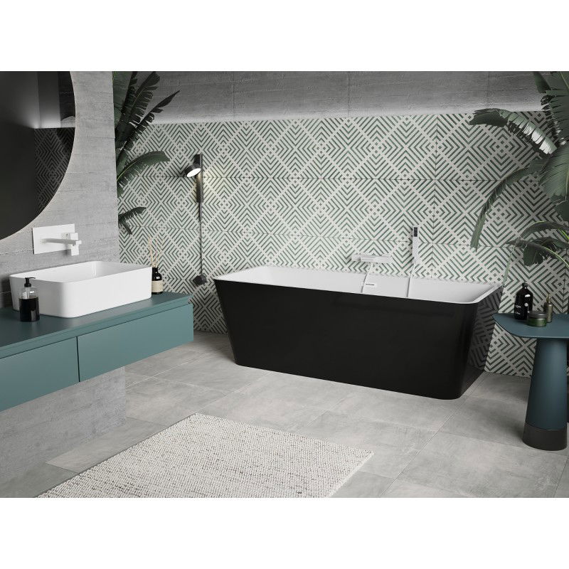 Mexen Volta freestanding wall-adjacent bathtub 170 x 75 cm, white/black, white overflow - 51131707575-20