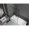 Mexen Next L 1-winged Bath Screen 100 x 150 cm, Black Grid, Brushed Nickel - 895-100-000-03-77-97