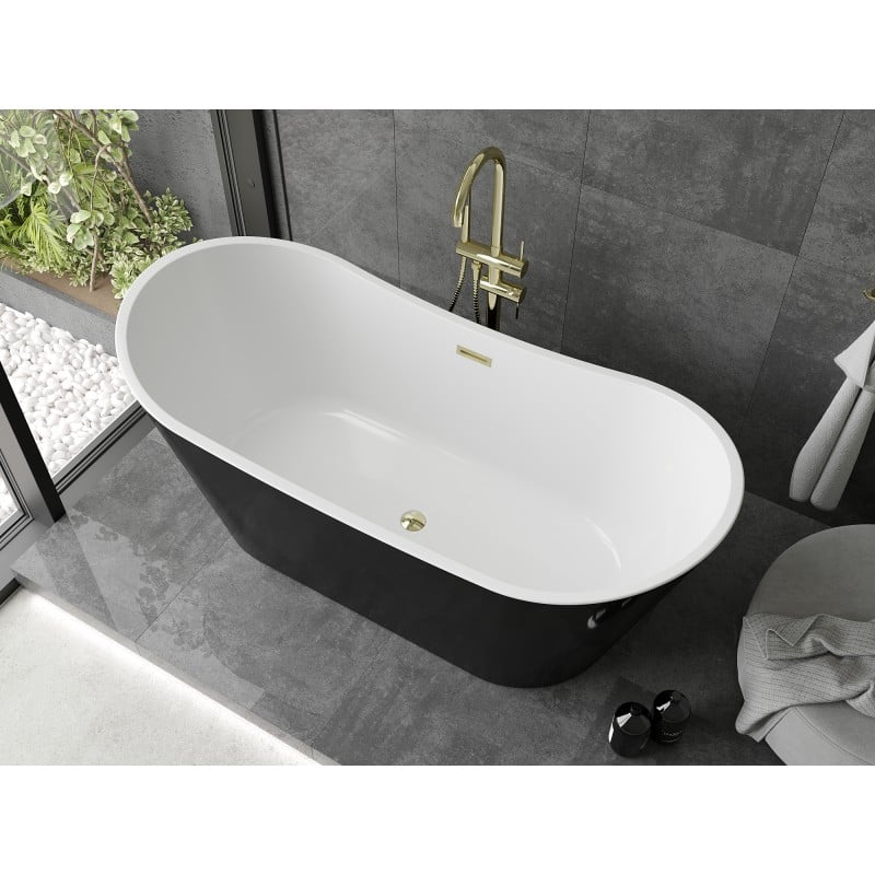 Mexen Montana freestanding bathtub 180 x 80 cm, white/black, gold overflow - 52011808075-50
