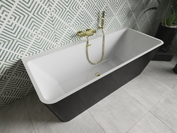 Mexen Volta freestanding wall-mounted bath 170 x 75 cm, white/black, gold overflow - 51131707575-50