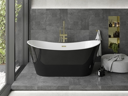 Mexen Montana freestanding bathtub 71 x 31 inches, white/black, gold overflow - 52011808075-50