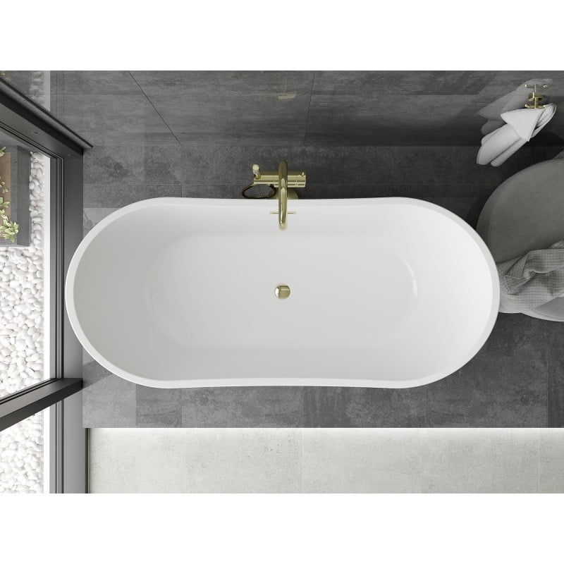 Mexen Montana freestanding bathtub 180 x 80 cm, white/black, gold overflow - 52011808075-50