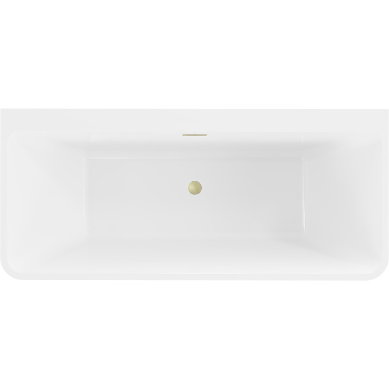 Mexen Volta freestanding wall-mounted bathtub 150 x 75 cm, white/black, brushed gold overflow - 51131507575-55