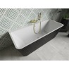 Mexen Volta freestanding wall-mounted bathtub 150 x 75 cm, white/black, brushed gold overflow - 51131507575-55