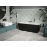 Mexen Volta freestanding wall-mounted bathtub 150 x 75 cm, white/black, brushed gold overflow - 51131507575-55