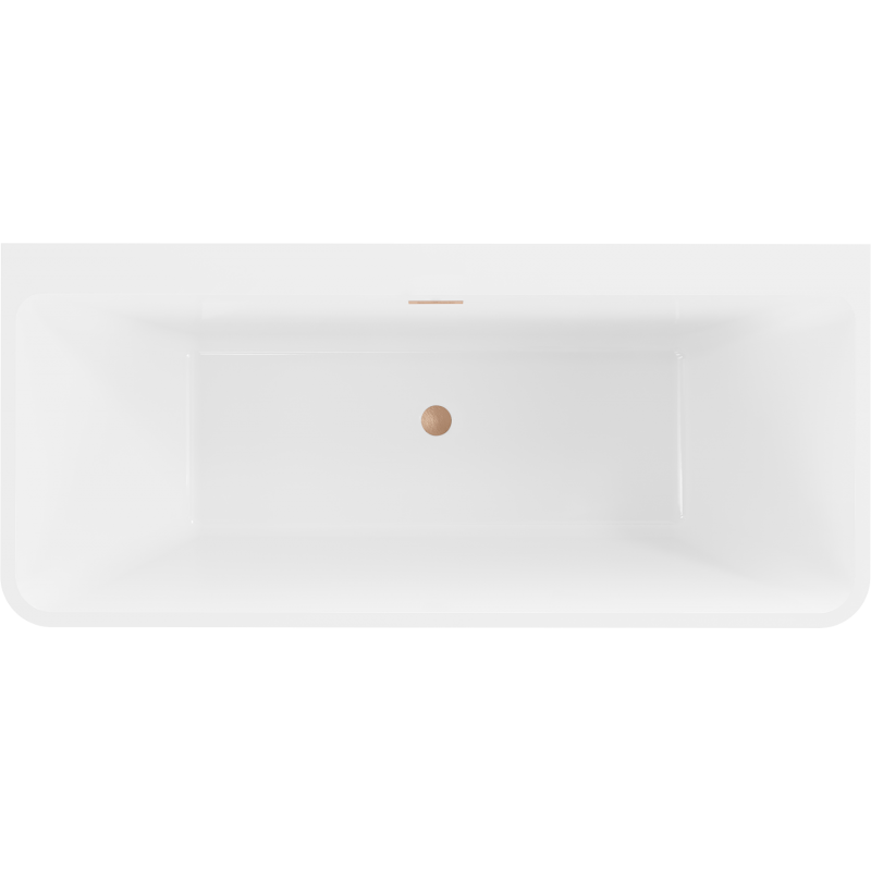 Mexen Volta freestanding back-to-wall bath 150 x 75 cm, white/black, brushed copper overflow - 51131507575-65