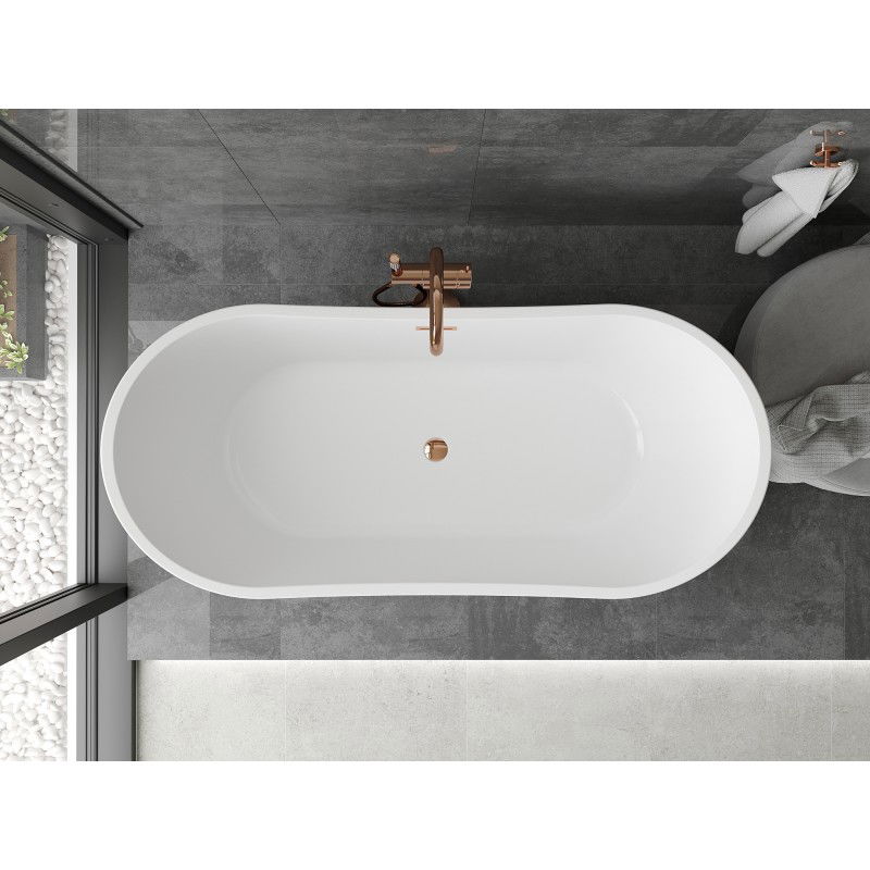 Mexen Montana freestanding bathtub 180 x 80 cm, white/black, rose gold overflow - 52011808075-60