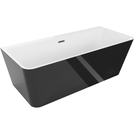 Mexen Volta freestanding wall-mounted bathtub 150 x 75 cm, white/black, brushed gun gray overflow - 51131507575-66