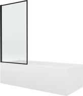 Mexen Vega rectangular bathtub 170 x 70 cm with panels and a 1-wing screen 70 cm, Black pattern fix - 550117070X9307007070