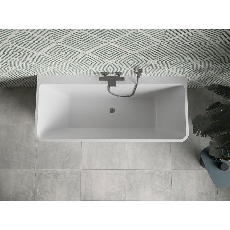 Mexen Volta Free-Standing Wall Bath 170 x 75 cm, White/Black, Brushed Gun Gray Overflow - 51131707575-66