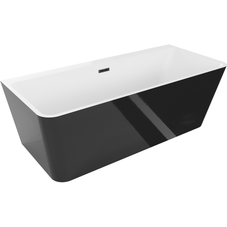Mexen Volta freestanding wall bath 170 x 75 cm, white/black, black overflow - 51131707575-70