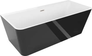 Mexen Volta freestanding wall-mounted bathtub 150 x 75 cm, white/black, brushed nickel overflow - 51131507575-97