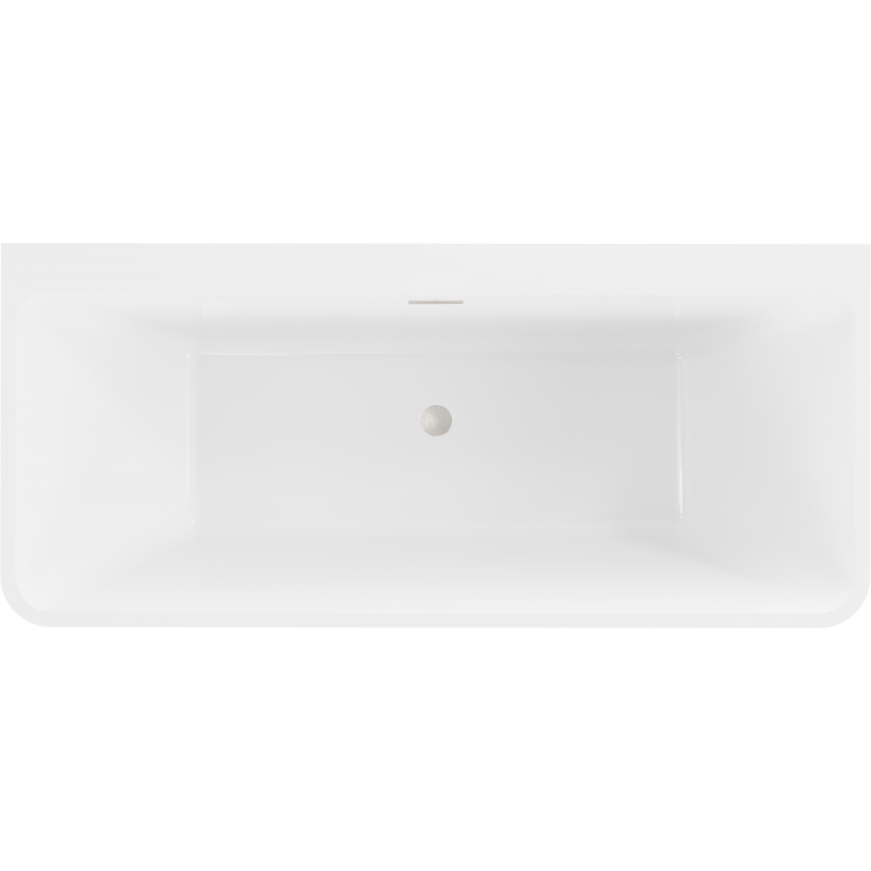 Mexen Volta free-standing back-to-wall bath 170 x 75 cm, white/black, brushed nickel overflow - 51131707575-97