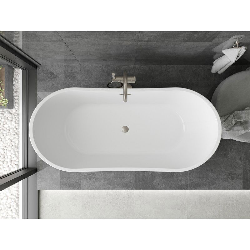 Mexen Montana freestanding bathtub 180 x 80 cm, white/black, brushed nickel overflow - 52011808075-97