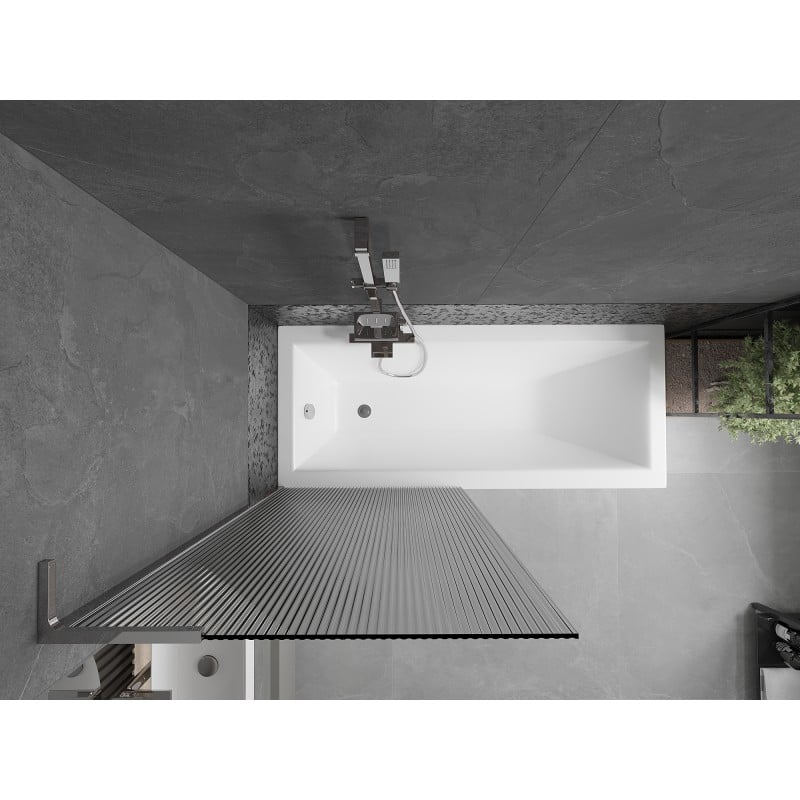 Mexen Next L Single-Wing Bath Screen 80 x 150 cm, Stripes, Chrome - 895-080-000-03-09-01