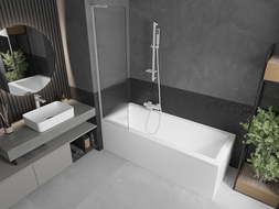 Mexen Next L Shower Screen 1-Panel 50 x 150 cm, Stripes, White - 895-050-000-03-09-20