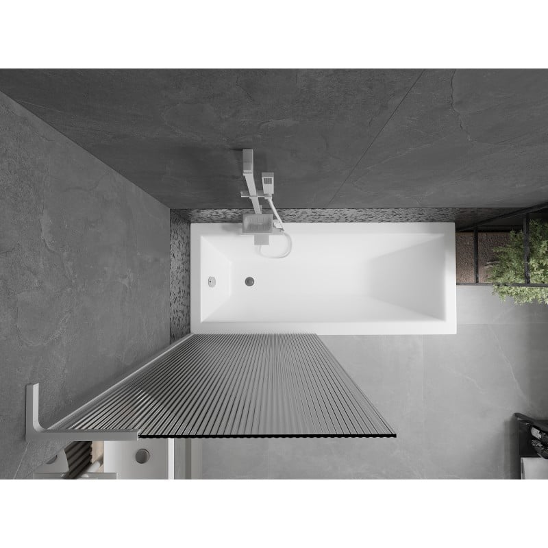 Mexen Next L Bath Screen 1-Panel 80 x 150 cm, Striped, White - 895-080-000-03-09-20