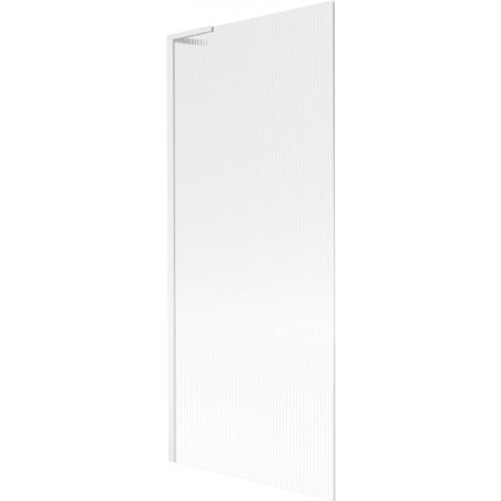 Mexen Next L Bath Screen Single-Leaf 80 x 150 cm, Stripes, White - 895-080-000-03-09-20