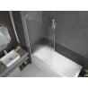 Mexen Next L bathtub screen single-winged 90 x 150 cm, stripes, white - 895-090-000-03-09-20