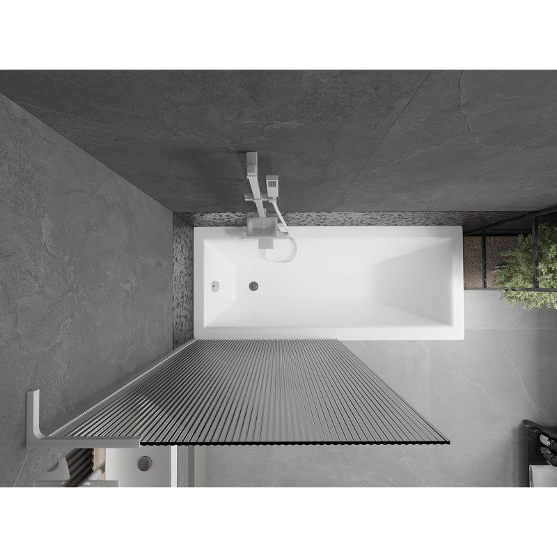 Mexen Next L Bath Screen 1-Panel 90 x 150 cm, Stripes, White - 895-090-000-03-09-20