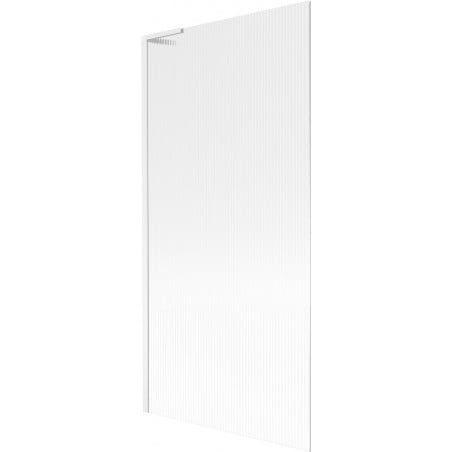 Mexen Next L Bath Screen 1-Panel 90 x 150 cm, Stripes, White - 895-090-000-03-09-20
