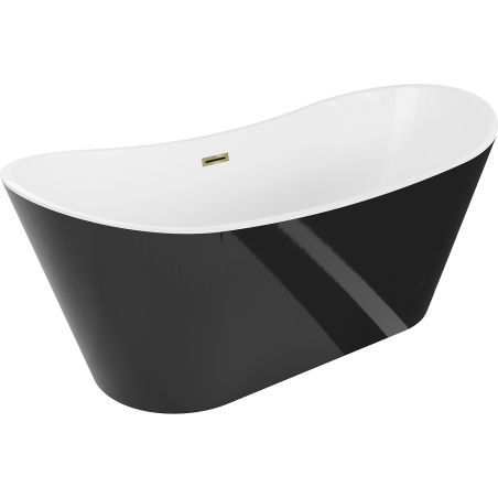 Mexen Montana free-standing bathtub 180 x 90 cm, white/black, gold overflow - 52011809075-50