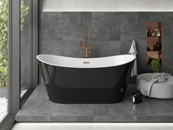 Mexen Montana freestanding bathtub 180 x 90 cm, white/black, rose gold overflow - 52011809075-60