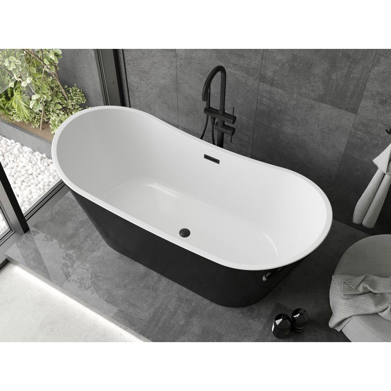 Mexen Montana free-standing bathtub 180 x 90 cm, white/black, black overflow - 52011809075-70