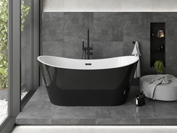 Mexen Montana freestanding bathtub 180 x 90 cm, white/black, black overflow - 52011809075-70