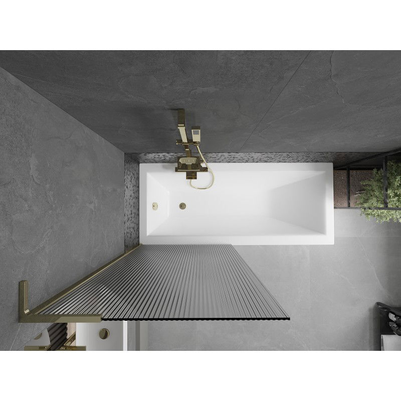 Mexen Next L Bathtub Screen 1-Panel 80 x 150 cm, Stripes, Gold - 895-080-000-03-09-50