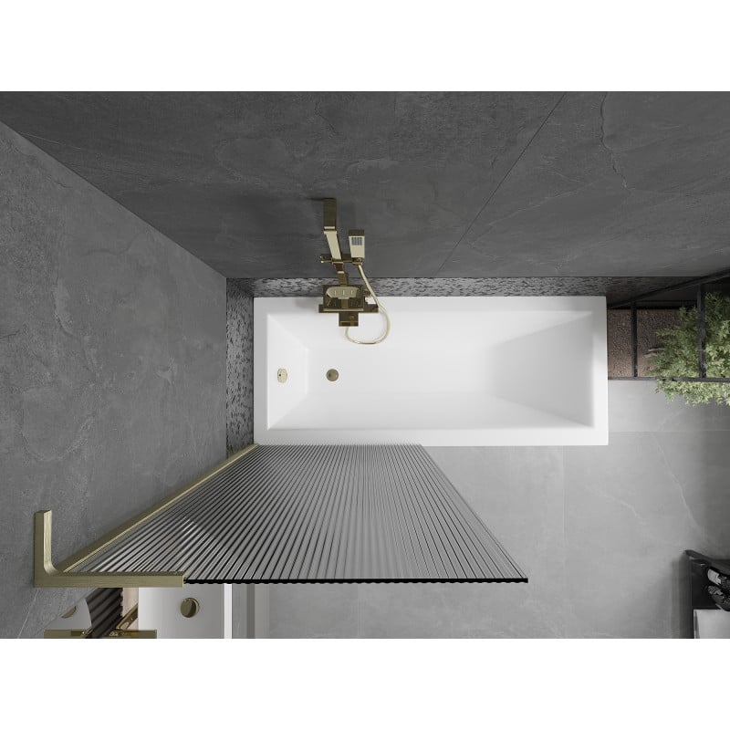 Mexen Next L single-panel bath screen 80 x 150 cm, striped, gold brushed - 895-080-000-03-09-55