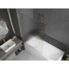 Mexen Next L Bathtub Screen 1-Leaf 100 x 150 cm, Striped Glass, Brushed Gold - 895-100-000-03-09-55