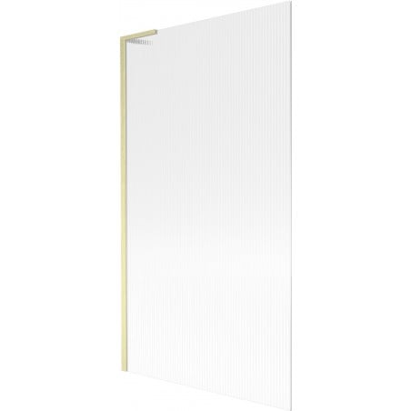 Mexen Next L Bathtub Screen 1-Leaf 100 x 150 cm, Striped Glass, Brushed Gold - 895-100-000-03-09-55