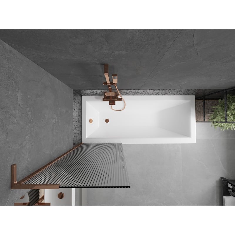 Mexen Next L Bath Screen 1-Panel 60 x 150 cm, Striped, Rose Gold - 895-060-000-03-09-60