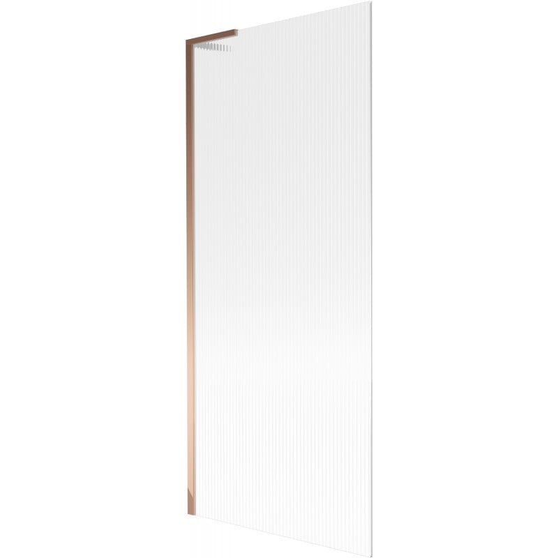 Mexen Next L Bathtub Screen, 1-Panel 80 x 150 cm, Stripes, Rose Gold - 895-080-000-03-09-60