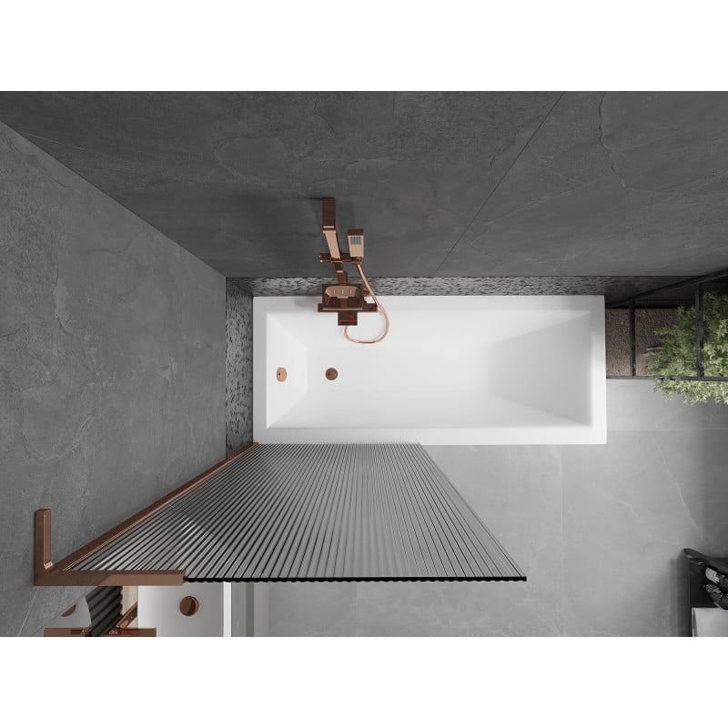 Mexen Next L bathtub screen 1-wing 80 x 150 cm, stripes, rose gold - 895-080-000-03-09-60