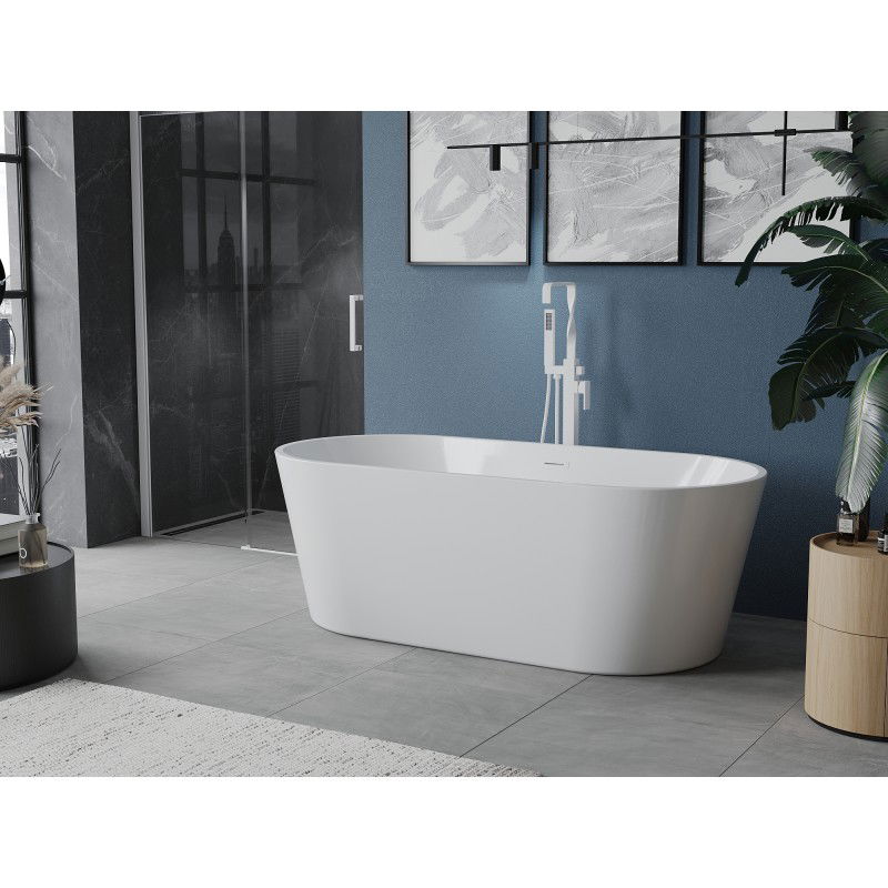 Mexen Luna freestanding bathtub 160 x 75 cm, white, white overflow - 52031607500-20