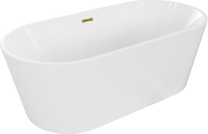 Mexen Luna free-standing bath 160 x 75 cm, white, gold overflow - 52031607500-50