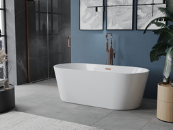 Mexen Luna freestanding bathtub 150 x 75 cm, white, brushed copper overflow - 52031507500-65