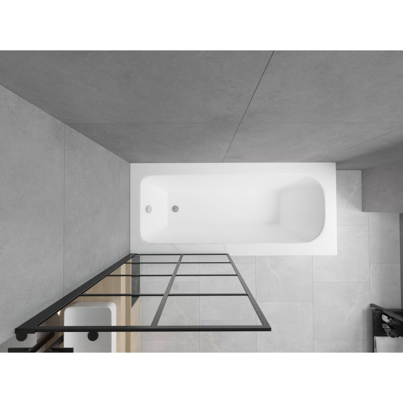 Mexen Vega rectangular bath 170 x 70 cm with casing and 1-wing screen 80 cm, black pattern - 550117070X9308017077