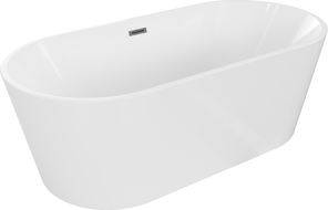 Mexen Luna freestanding bath 150 x 75 cm, white, brushed gun gray overflow - 52031507500-66