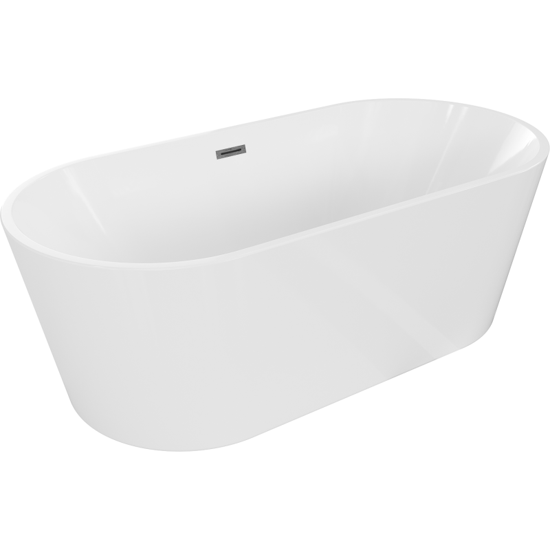 Mexen Luna freestanding bathtub 160 x 75 cm, white, brushed gun gray overflow - 52031607500-66