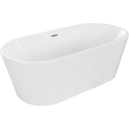 Mexen Luna freestanding bath 160 x 75 cm, white, brushed nickel overflow - 52031607500-97