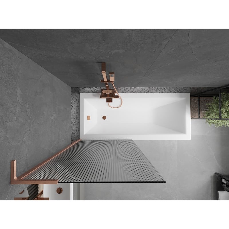 Mexen Next L 1-wing bath screen 80 x 150 cm, striped, brushed copper - 895-080-000-03-09-65