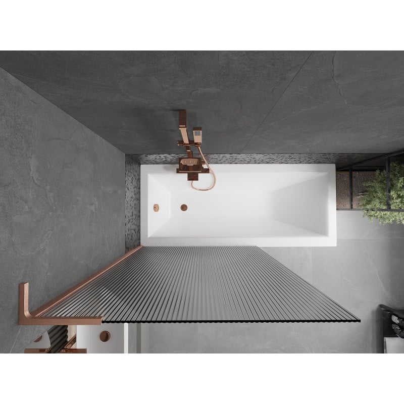 Mexen Next L Bath Screen 1-Panel 100 x 150 cm, Striped, Brushed Copper - 895-100-000-03-09-65